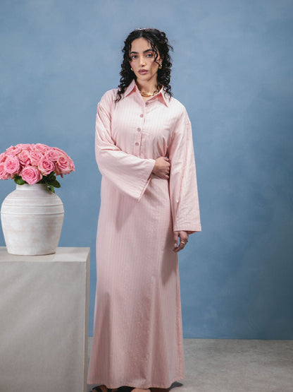 Self Stripe Cotton Maxi Blush