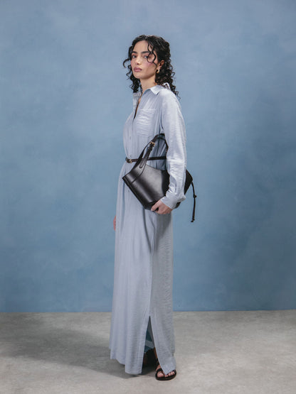 Sky Blue Cotton Maxi Shirt