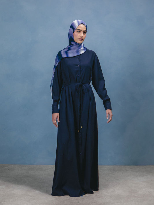 Textured Navy Maxi Shirt
