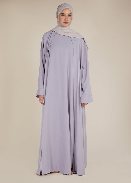 Two Piece Open Abaya With Slip Lilac