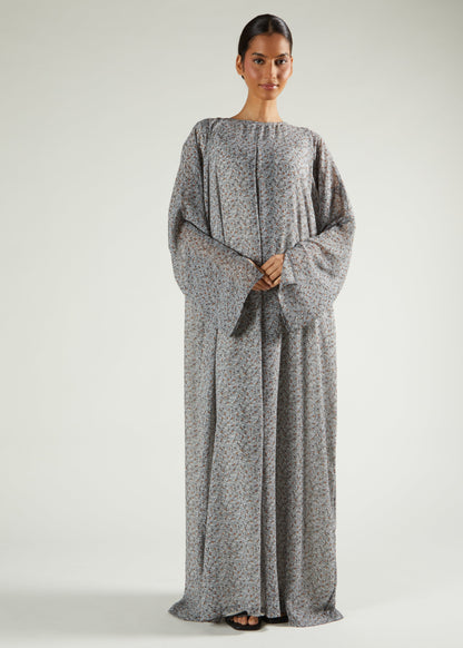 Grey Floral Prayer Abaya & Hijab