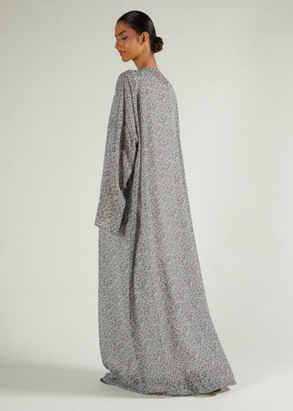Grey Floral Prayer Abaya & Hijab