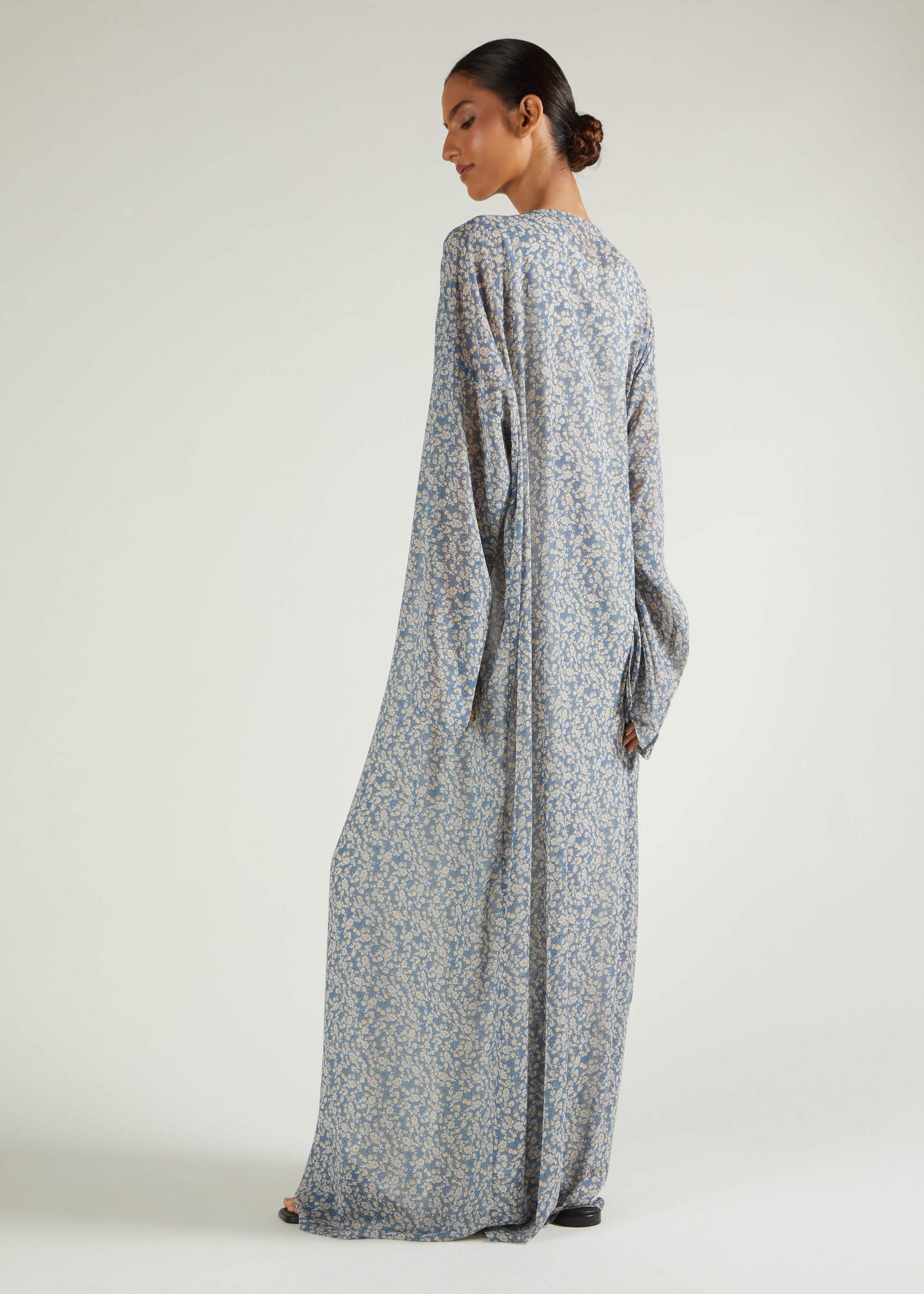 Pale Blue Floral Abaya & Hijab