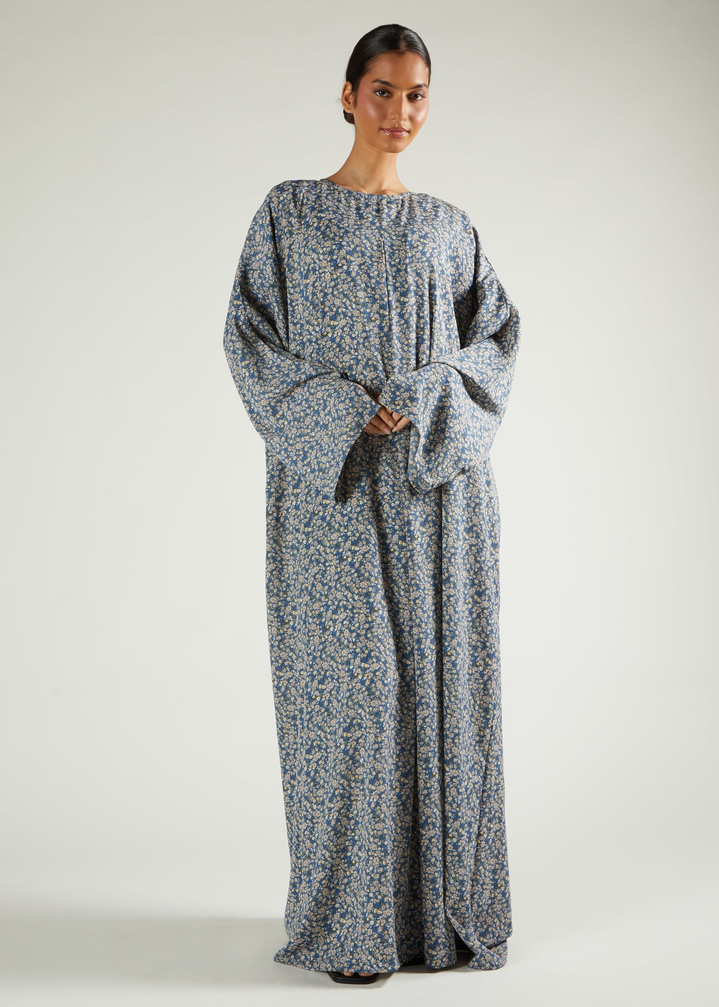 Blue Floral Prayer Abaya & Hijab - Final Sale