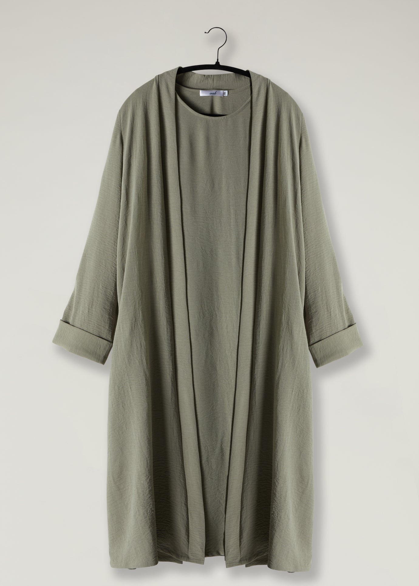 Girls Two Piece Open Abaya With Slip Mint