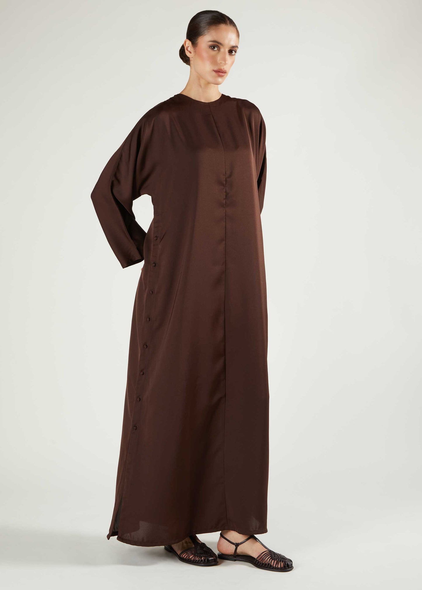 Side Button Maxi Gloss Brown - Final Sale