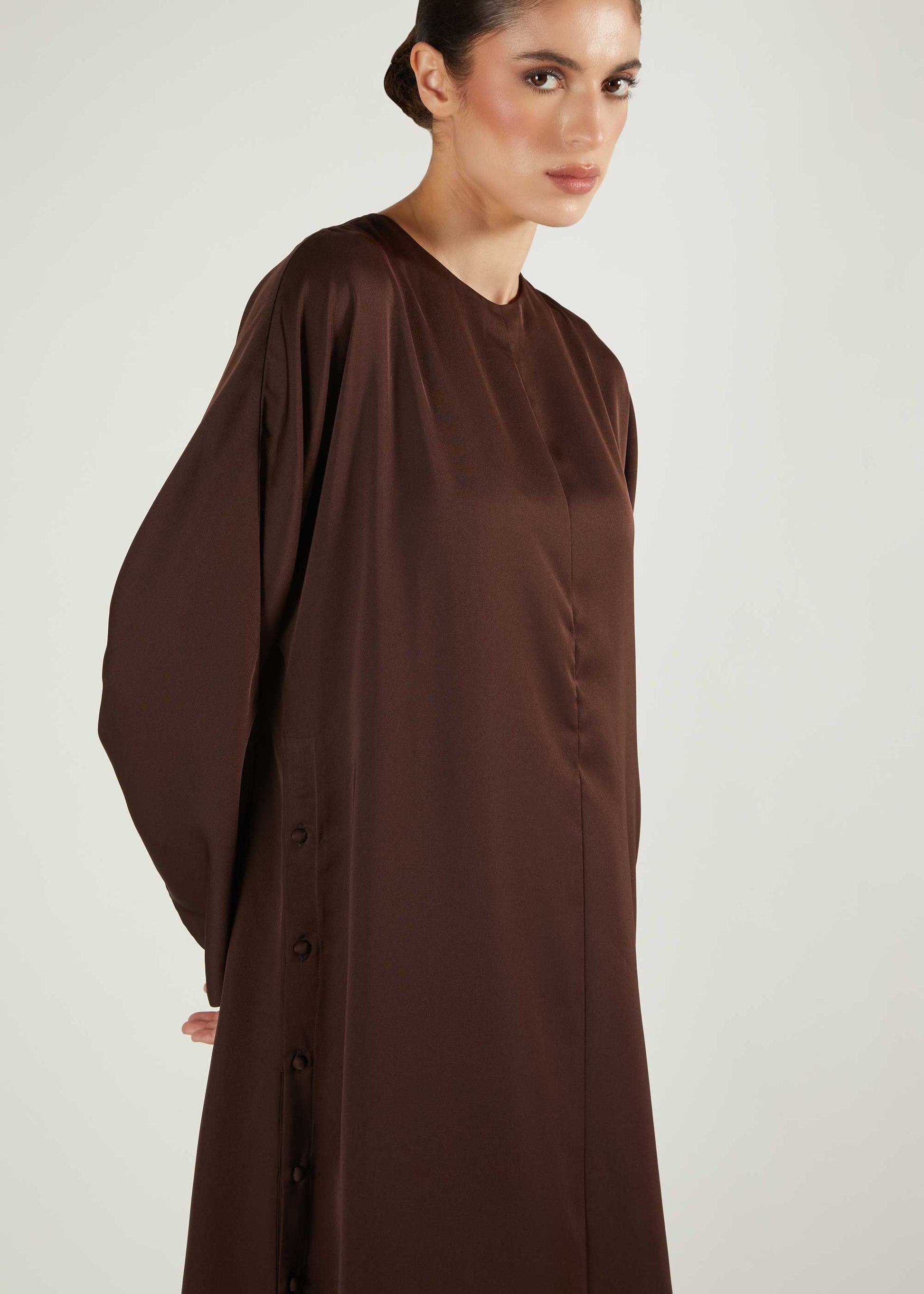 Side Button Maxi Gloss Brown - Final Sale