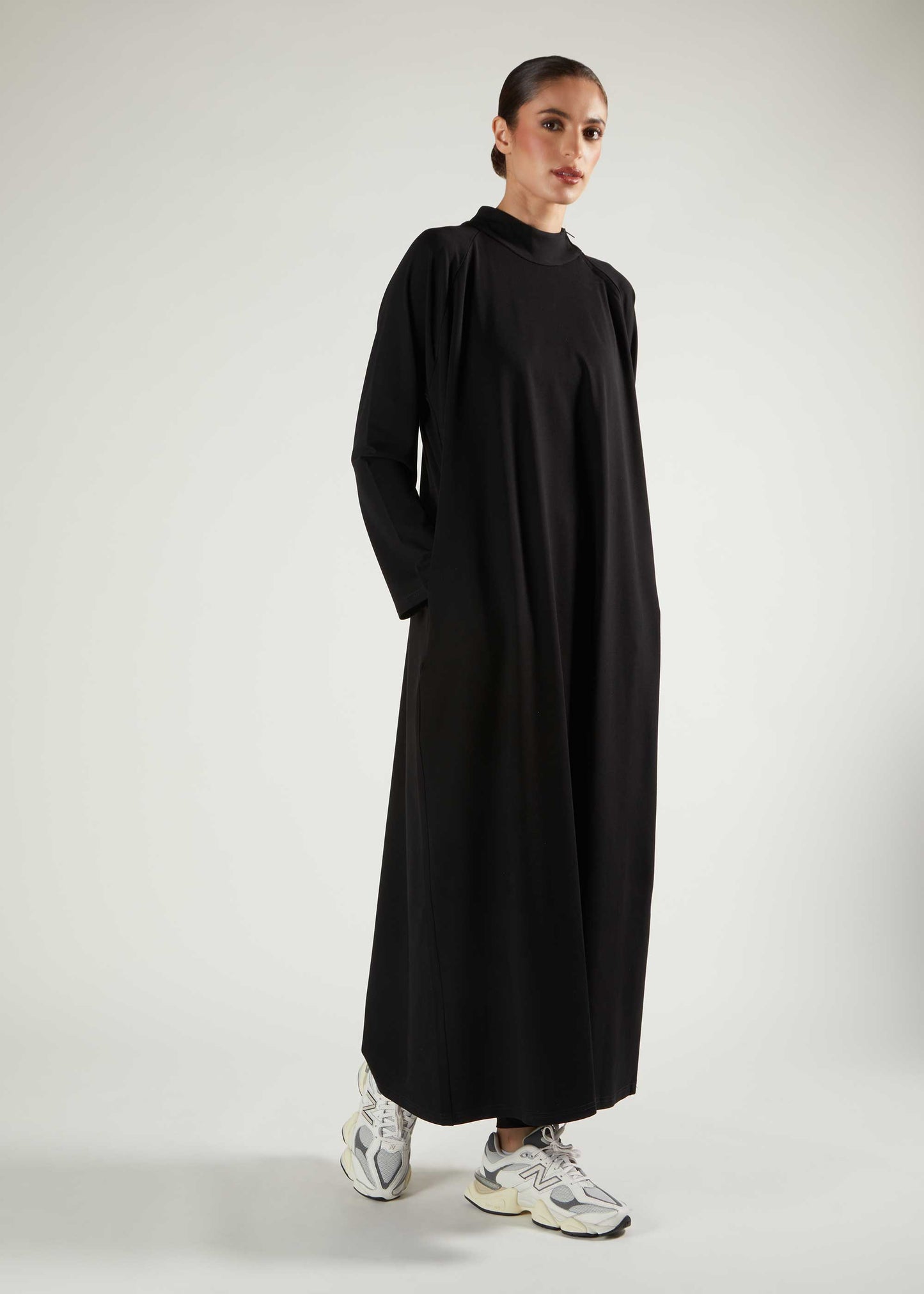 Ribbed Zip Abaya Black - Final Sale