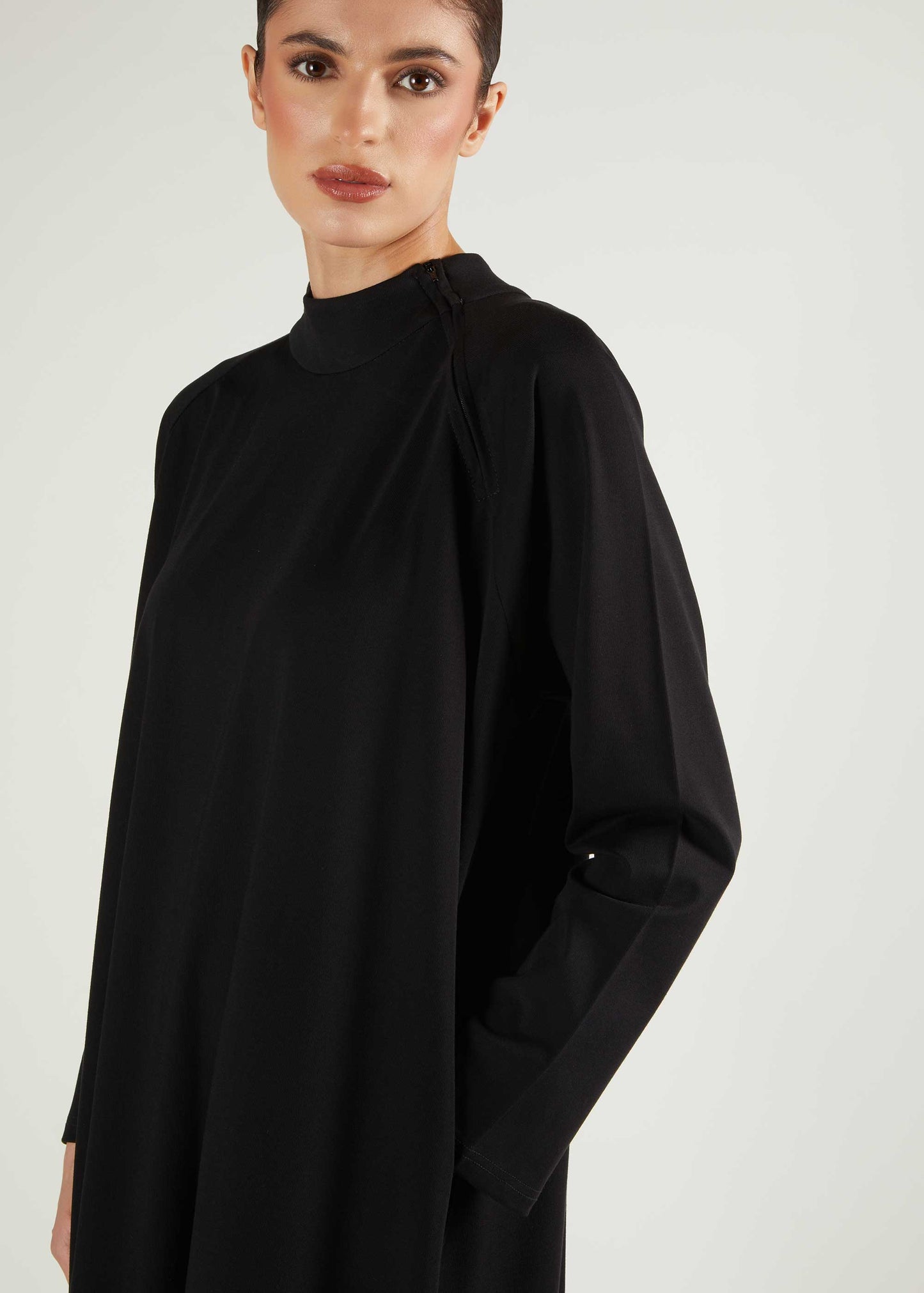 Ribbed Zip Abaya Black - Final Sale