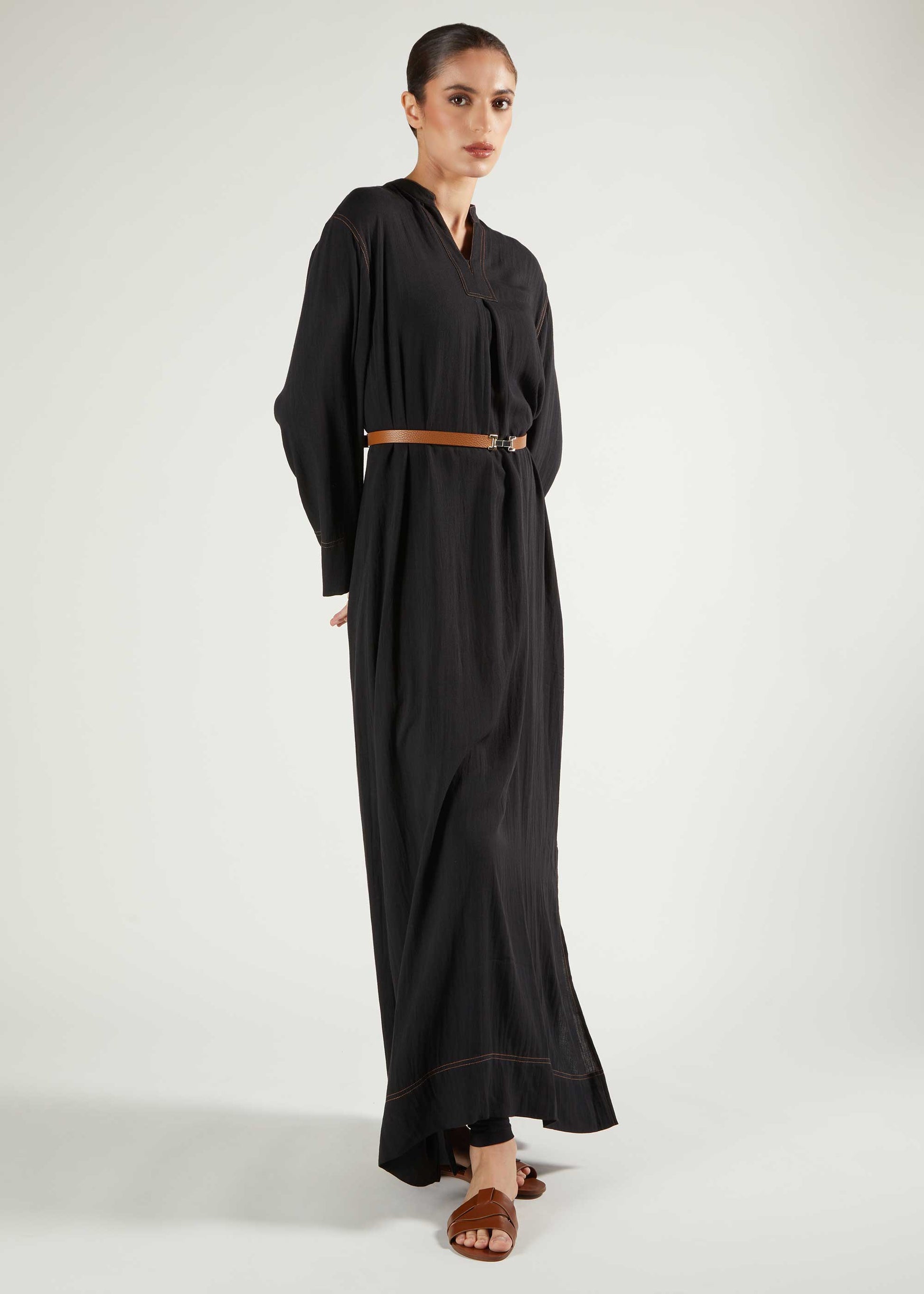 Denim Stitch Maxi Dress