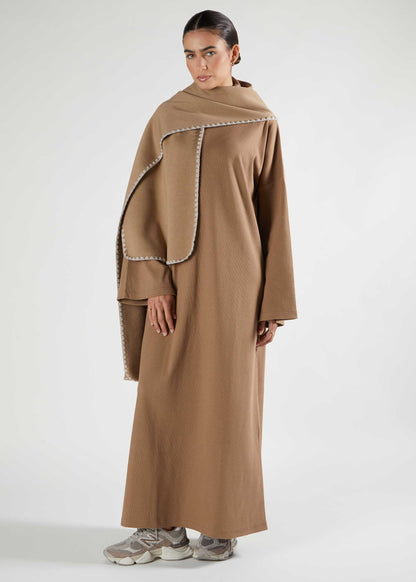 High Neck Abaya Coffee