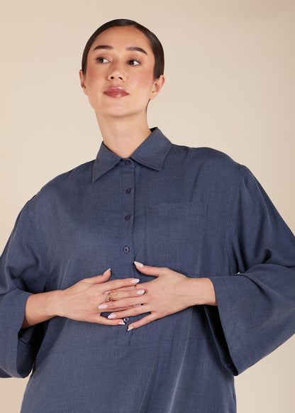 Blue Collared Abaya - Final Sale