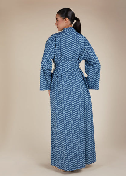 Blue Geo Cotton Maxi - Final Sale