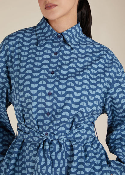 Blue Geo Cotton Maxi - Final Sale