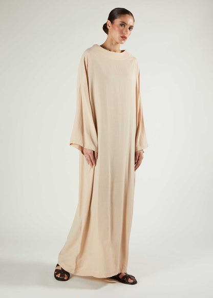 Boat Neck Abaya Natural