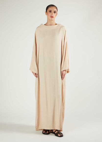 Boat Neck Abaya Natural