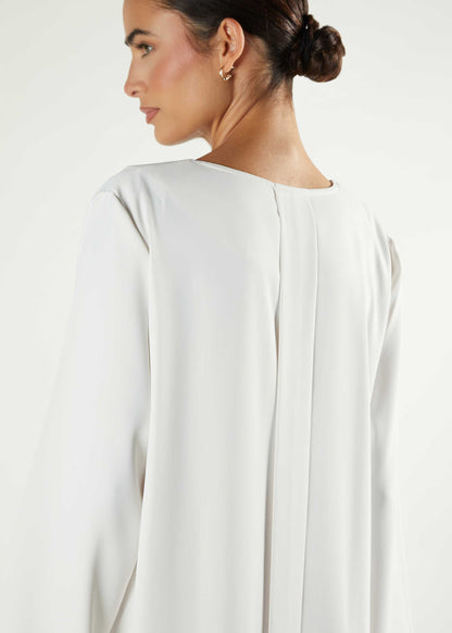 Box Pleat Abaya Off White - Final Sale