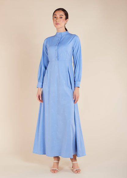 Mandarin Neck Maxi Blue - Final Sale