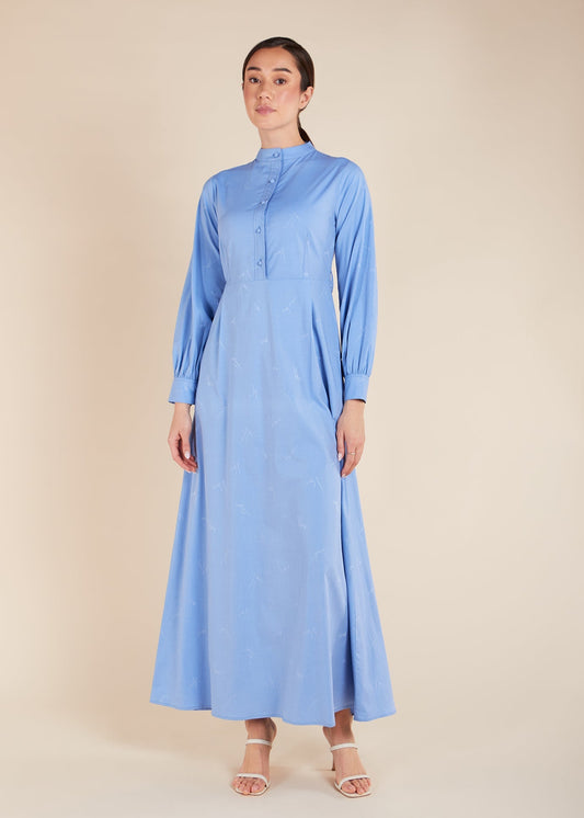 Mandarin Neck Maxi Blue - Final Sale