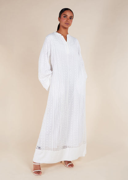 Crochet Maxi Dress White - Final Sale