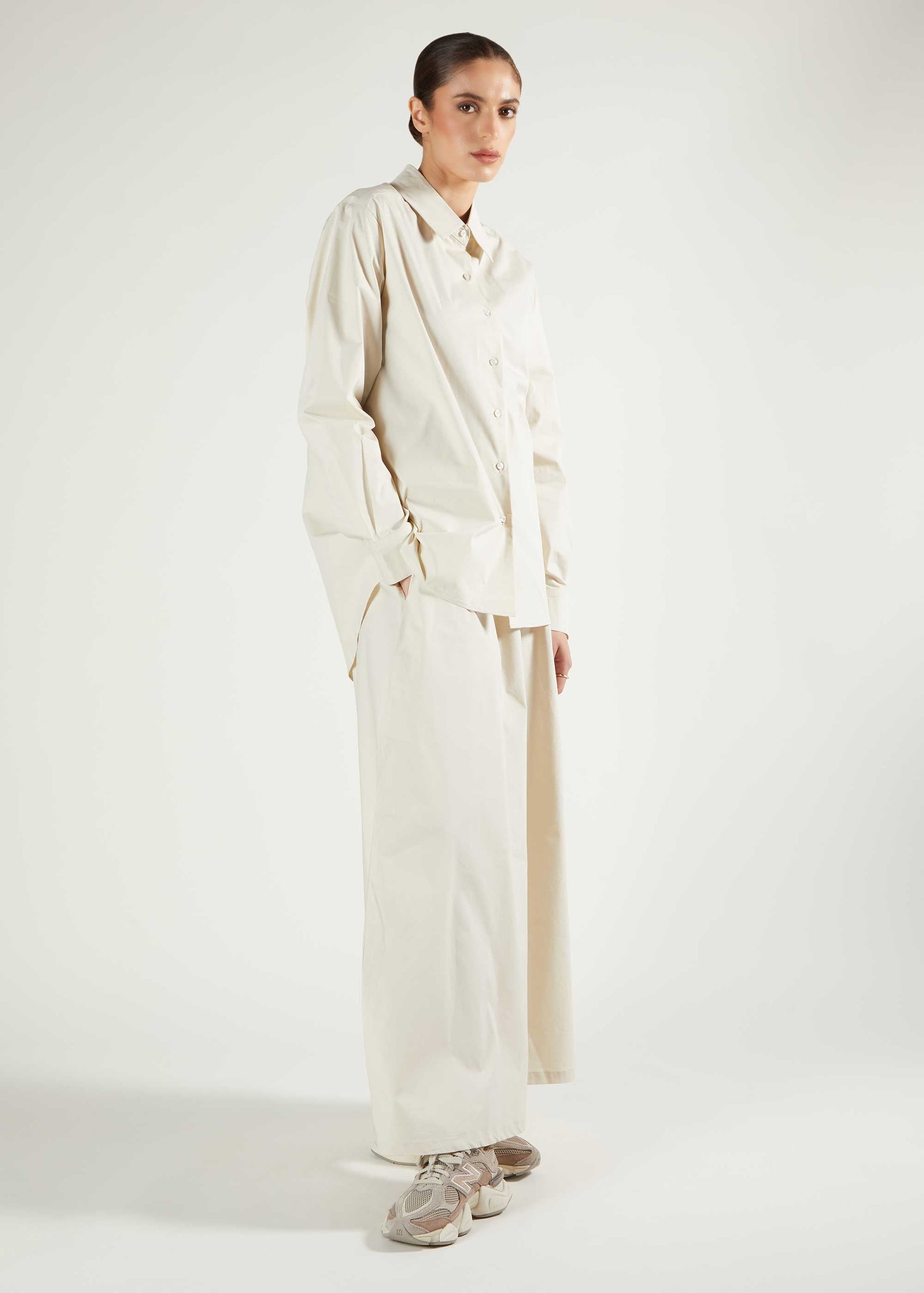 Cropped Cotton Top Cream