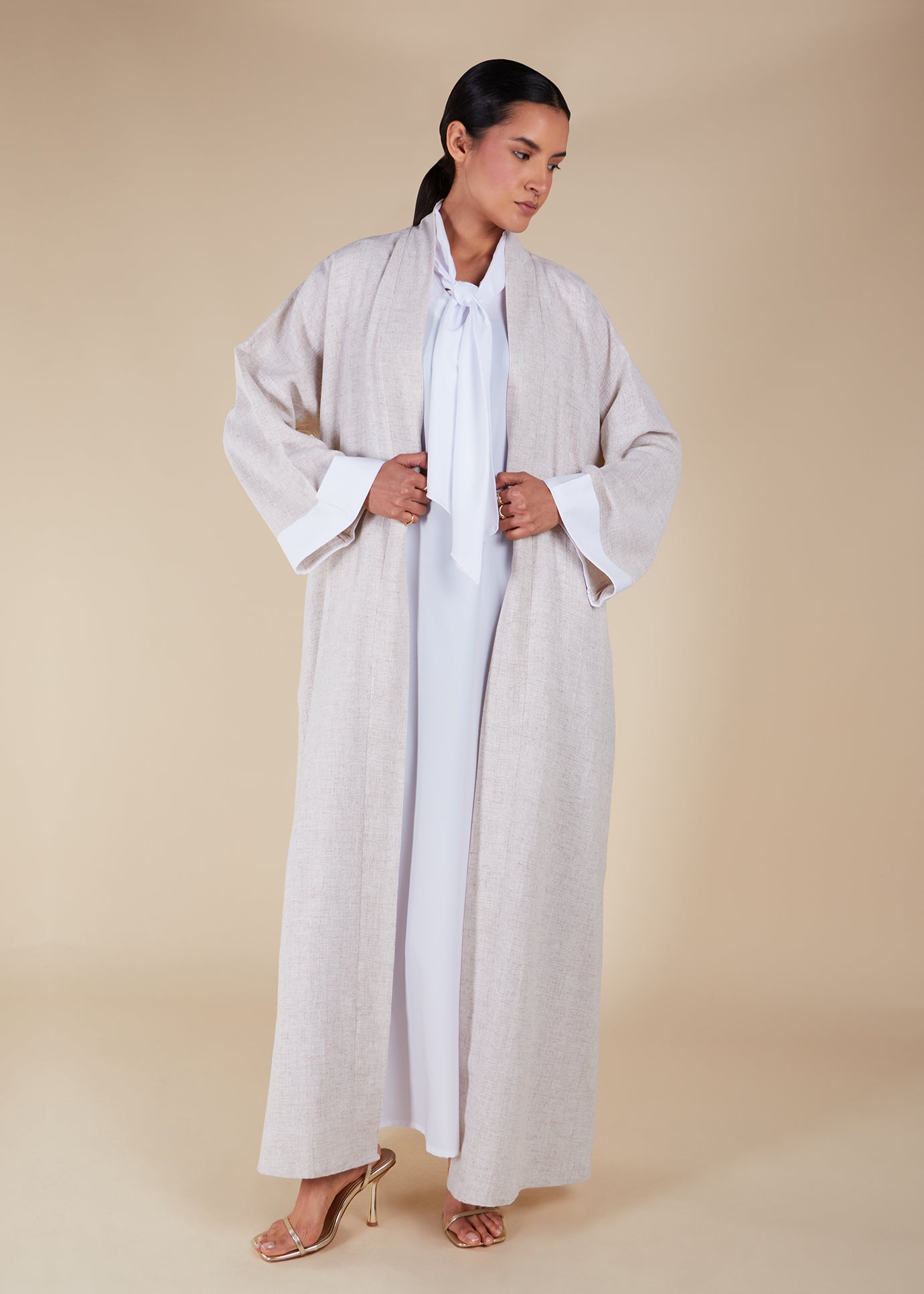 Layered Linen Feel Open Jacket - Final Sale