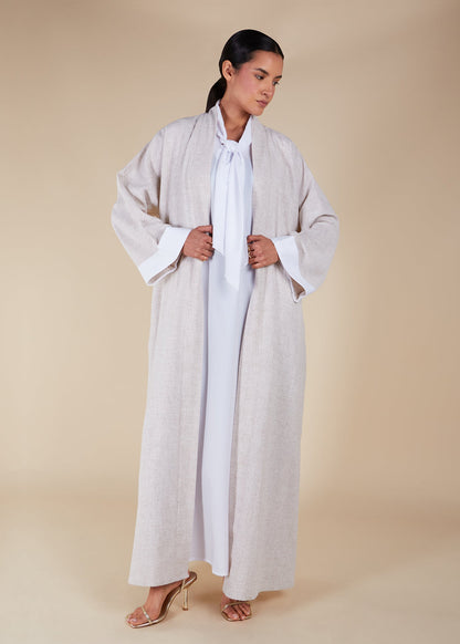 Layered Linen Feel Open Jacket - Final Sale
