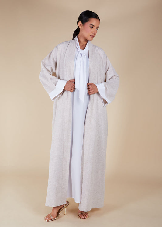 Layered Linen Feel Open Jacket - Final Sale