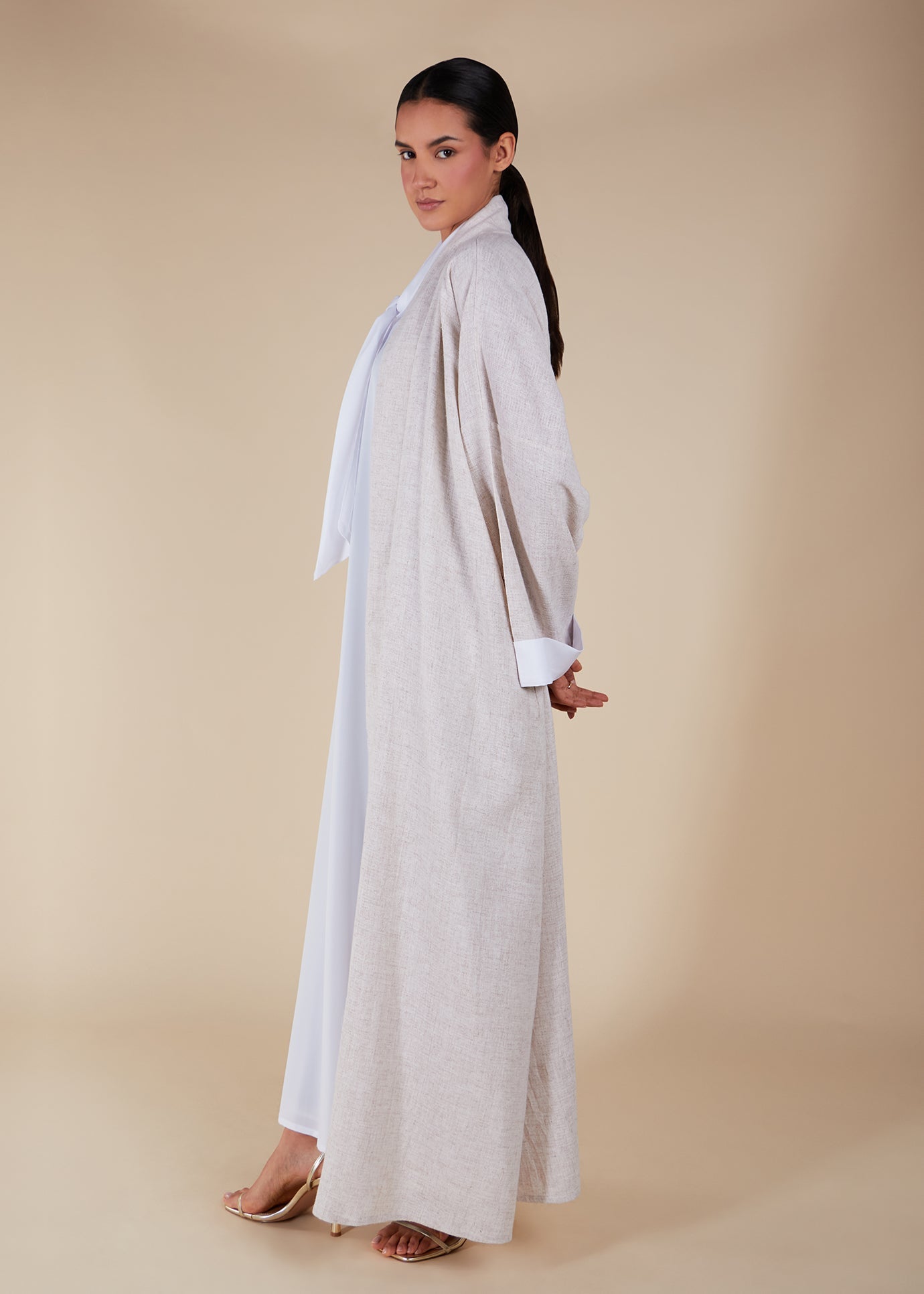 Layered Linen Feel Open Jacket - Final Sale