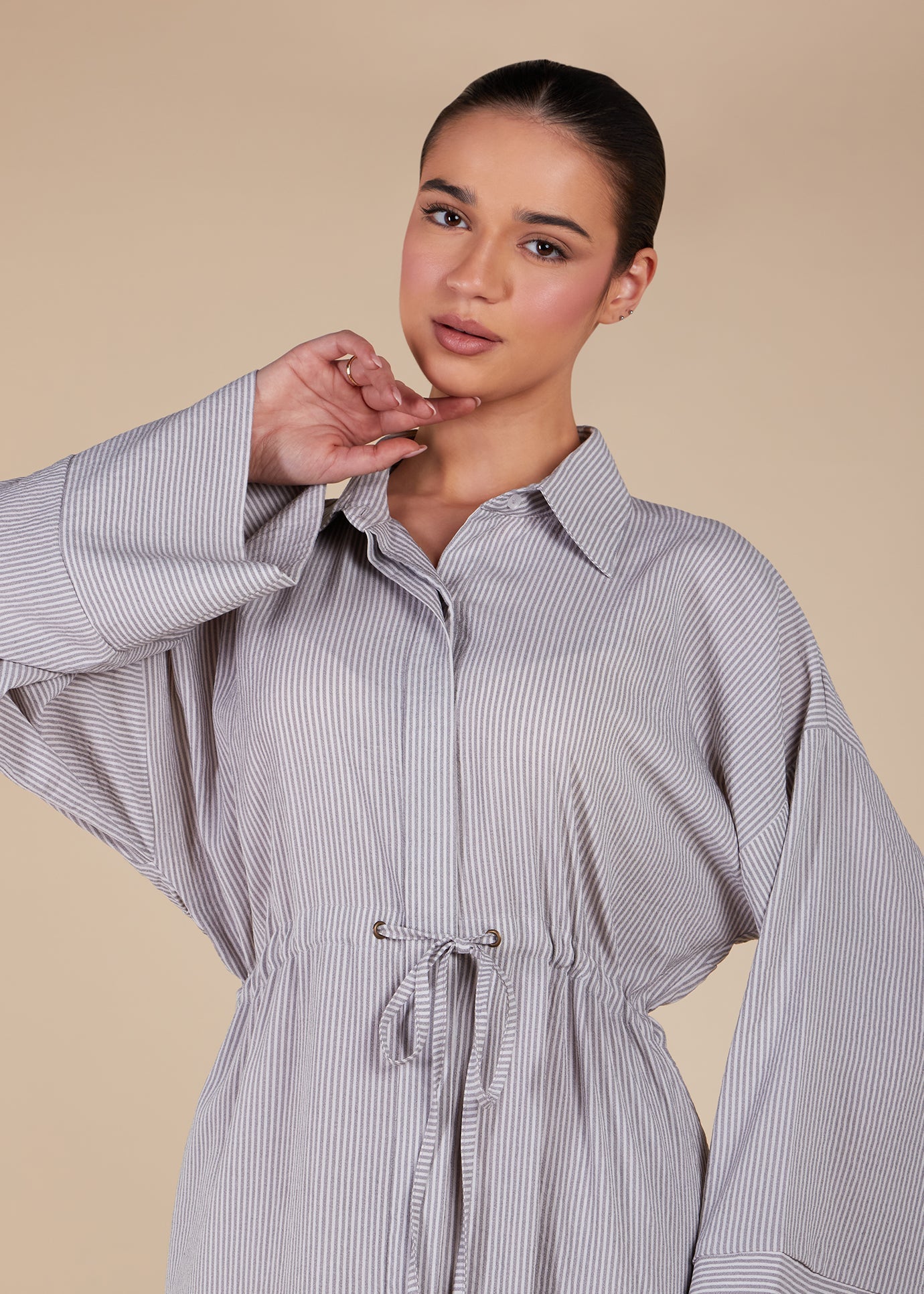 Cool Grey Drawstring Maxi - Final Sale