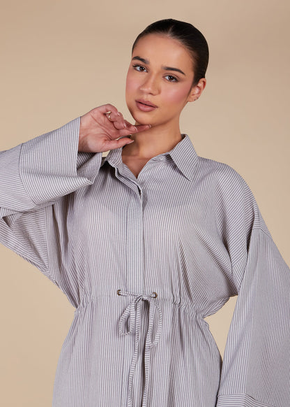 Cool Grey Drawstring Maxi - Final Sale