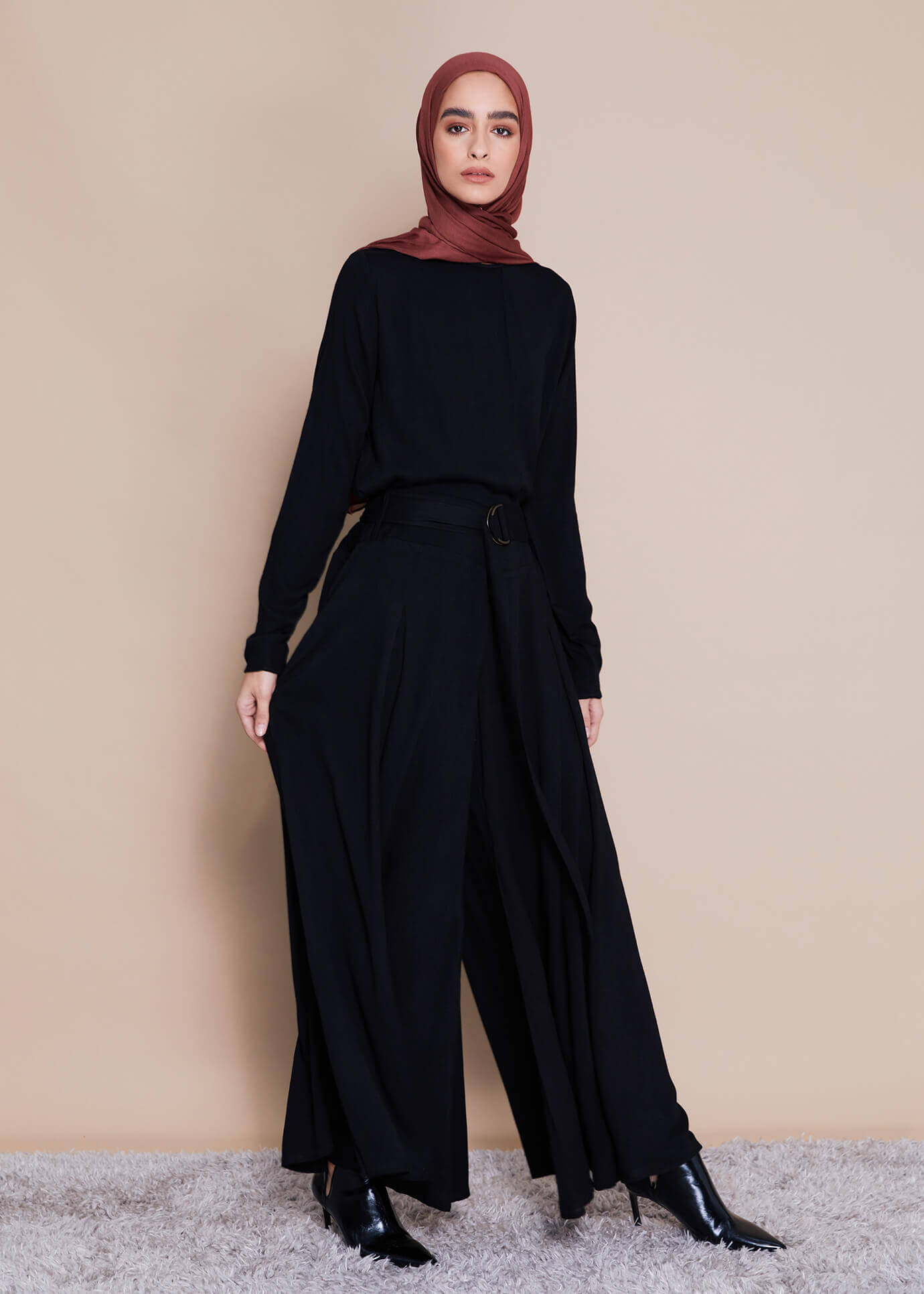 Full Flare Trousers Black
