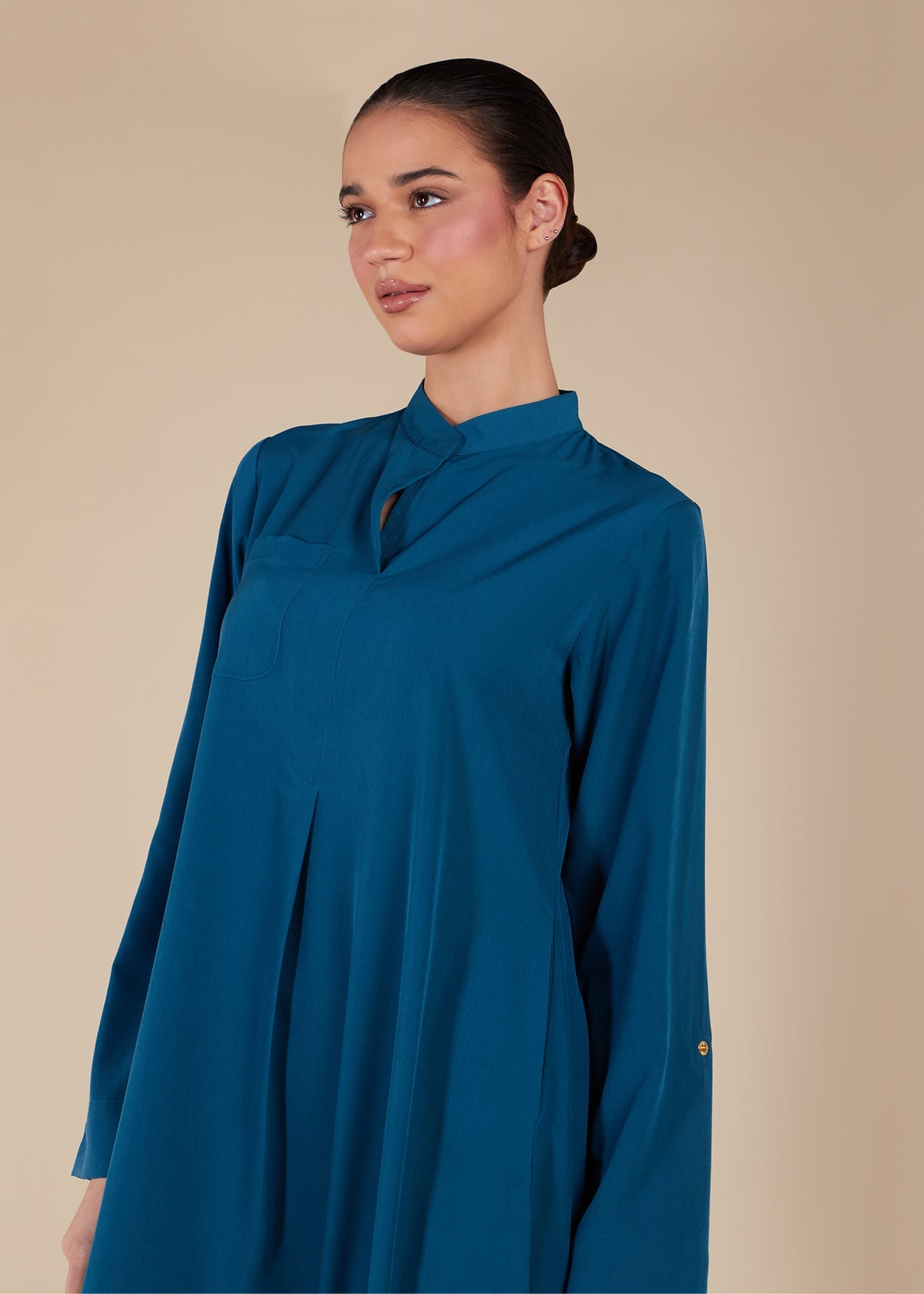 High Neck Abaya Blue - Final Sale