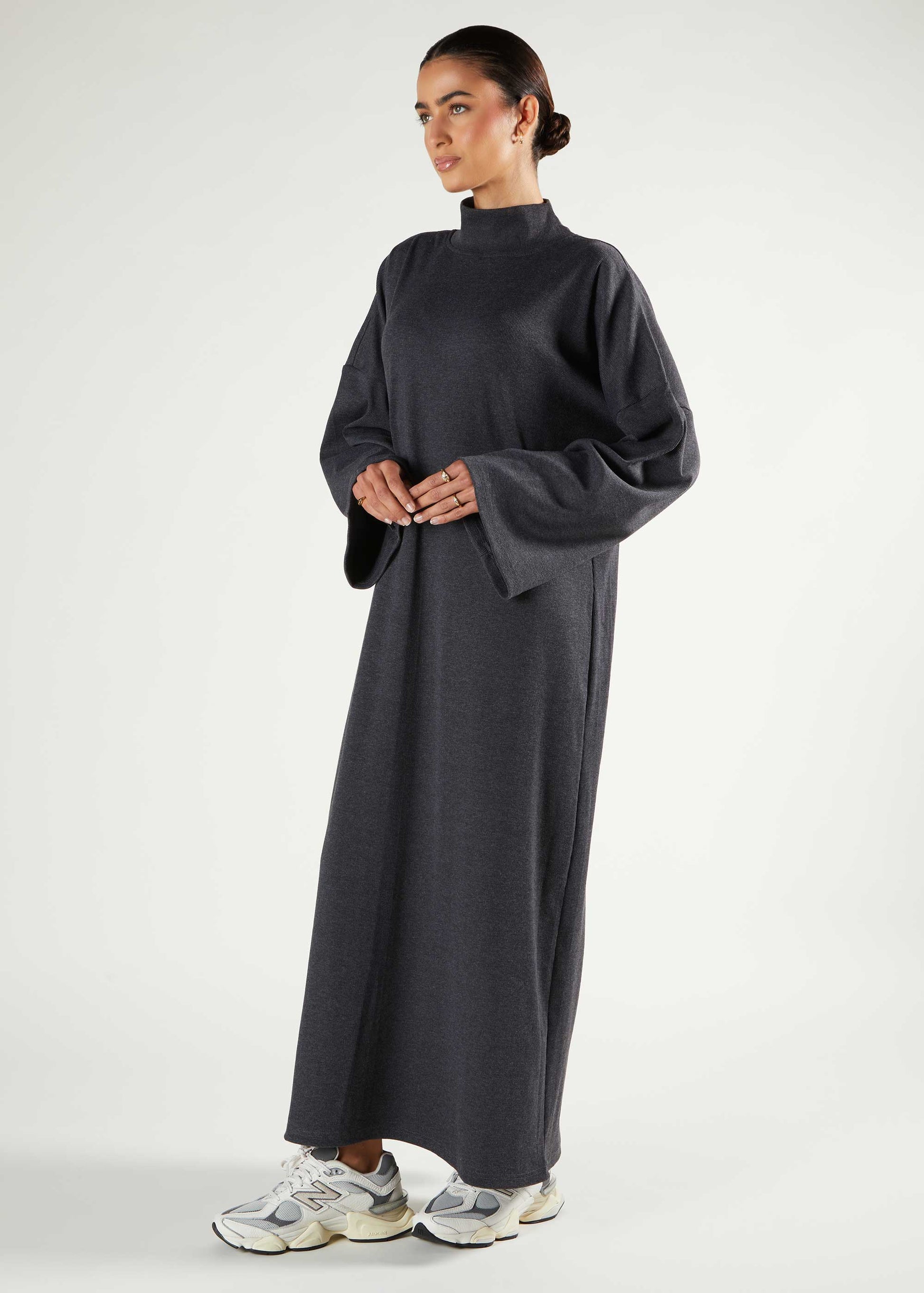 High Neck Abaya Charcoal