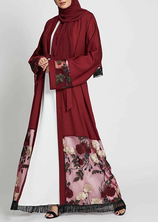 Ridaa-Floral Lace Abaya