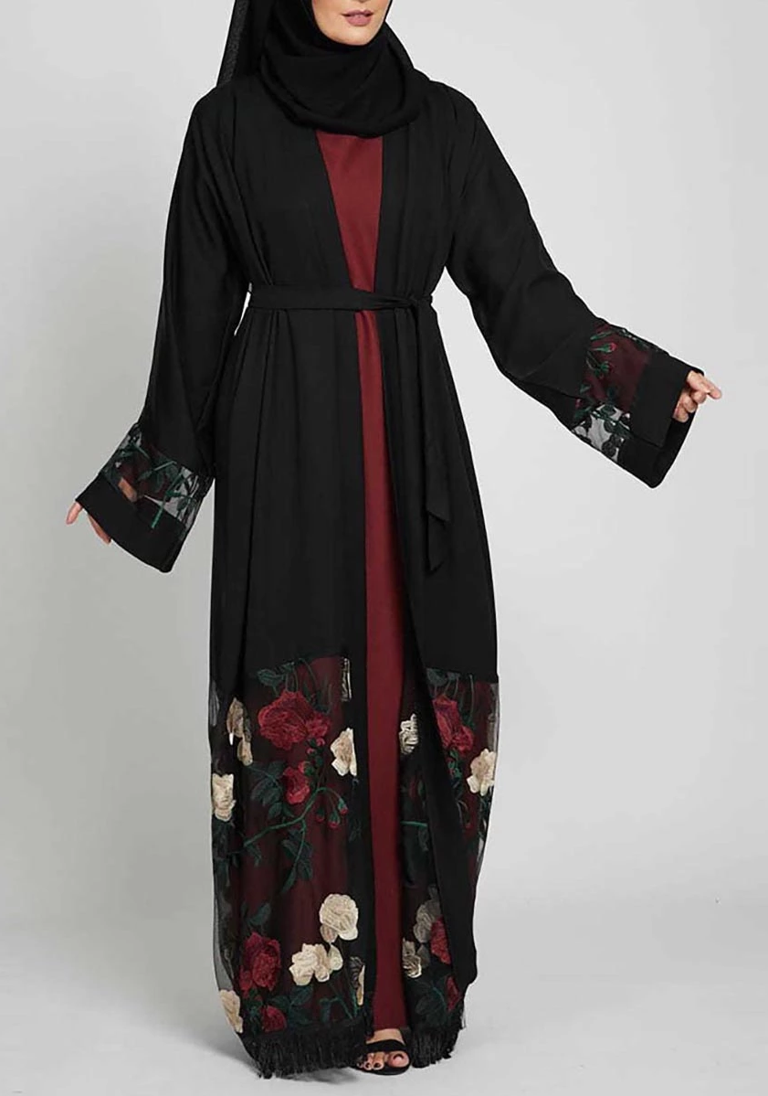 Ridaa-Floral Lace Abaya