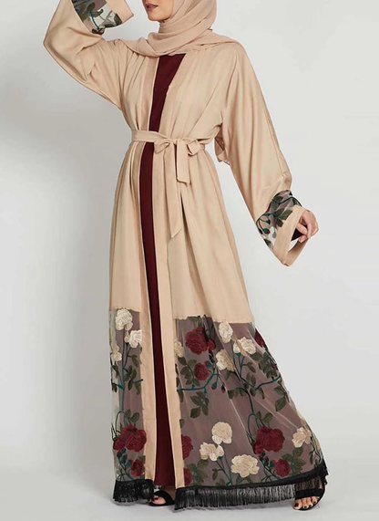 Ridaa-Floral Lace Abaya