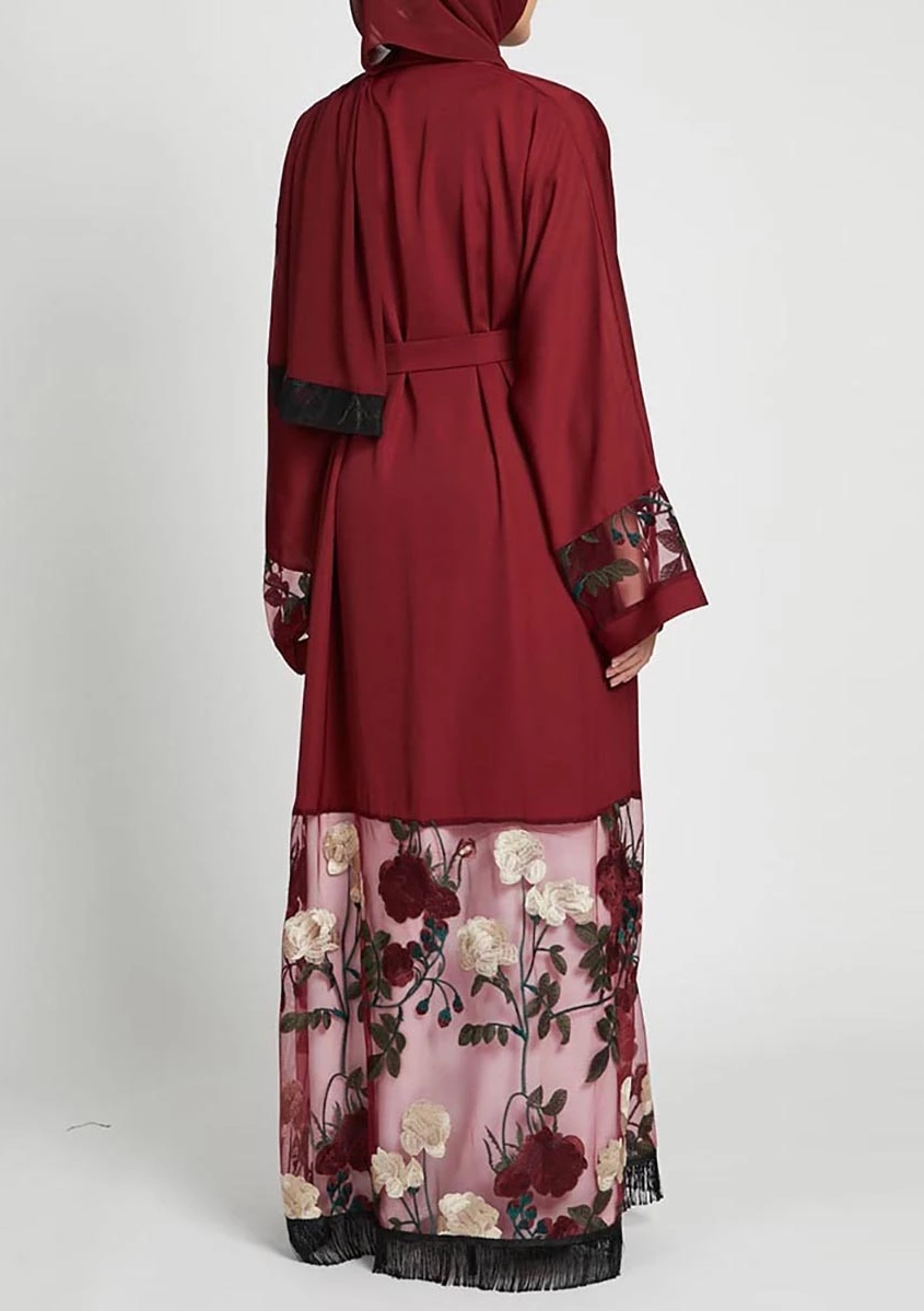 Ridaa-Floral Lace Abaya
