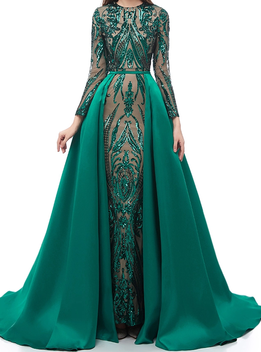 Layla Evening Gown-Emerald Green