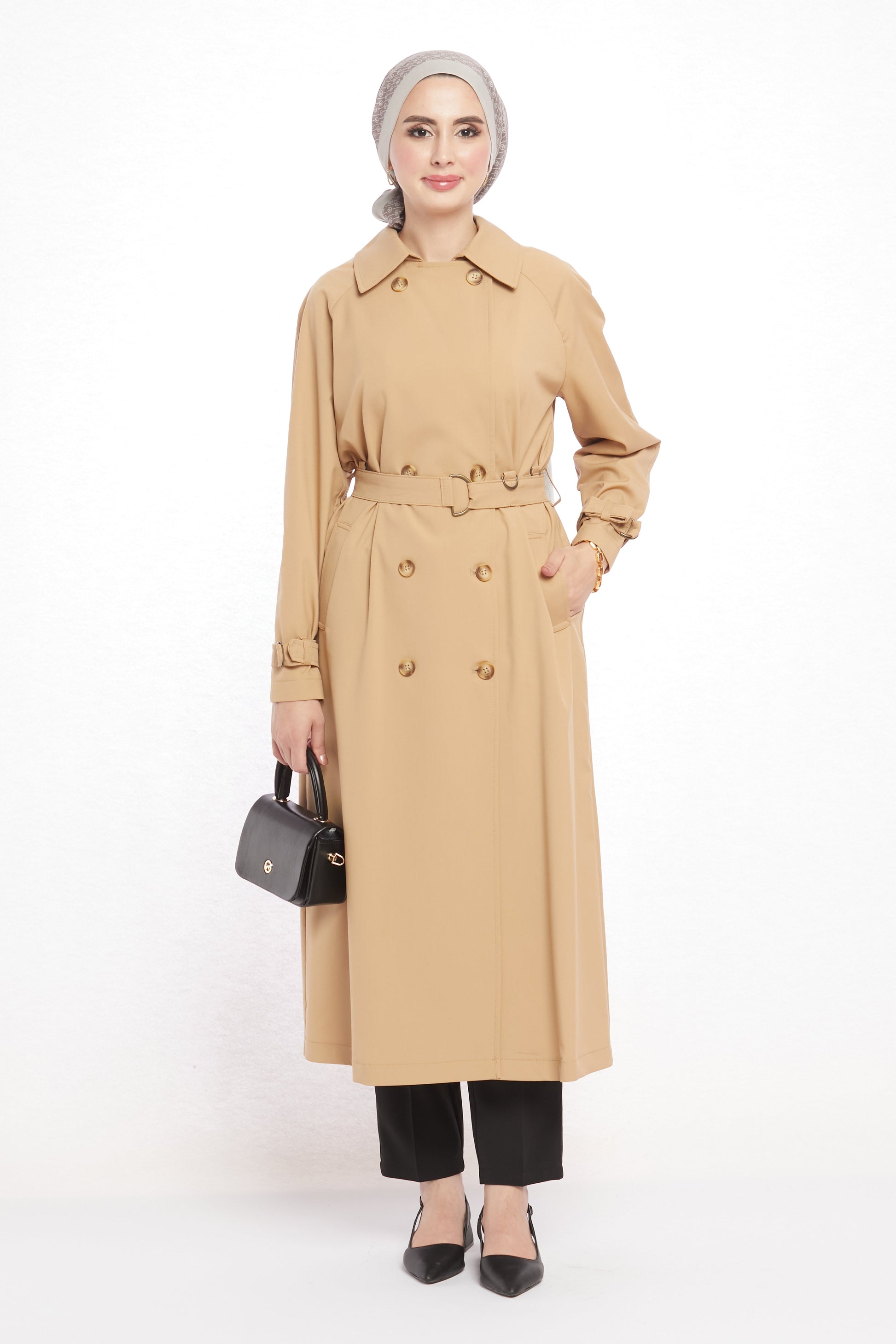 Polo Neck Belted Trench Coat