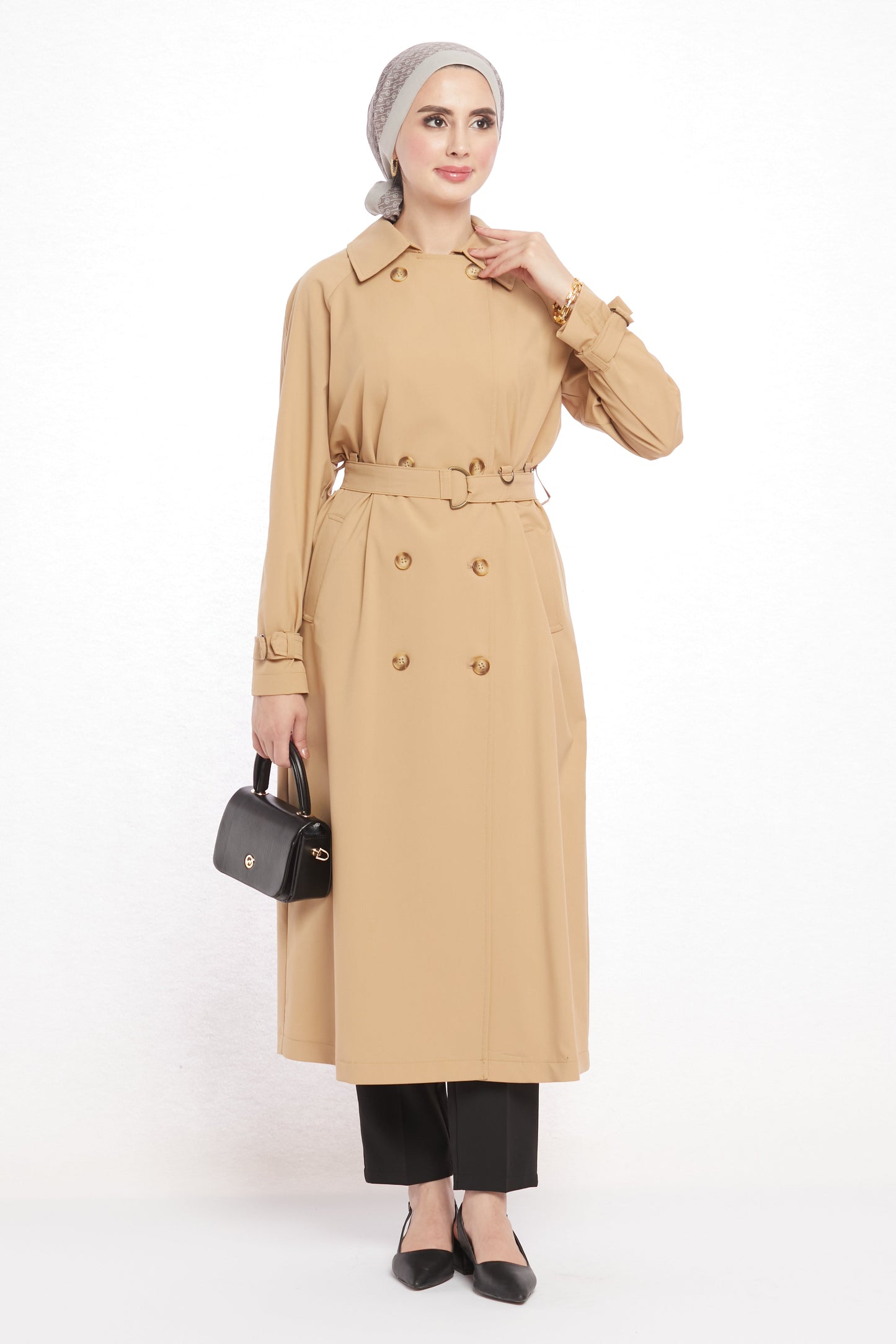 Polo Neck Belted Trench Coat