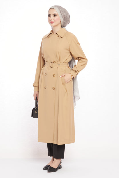 Polo Neck Belted Trench Coat