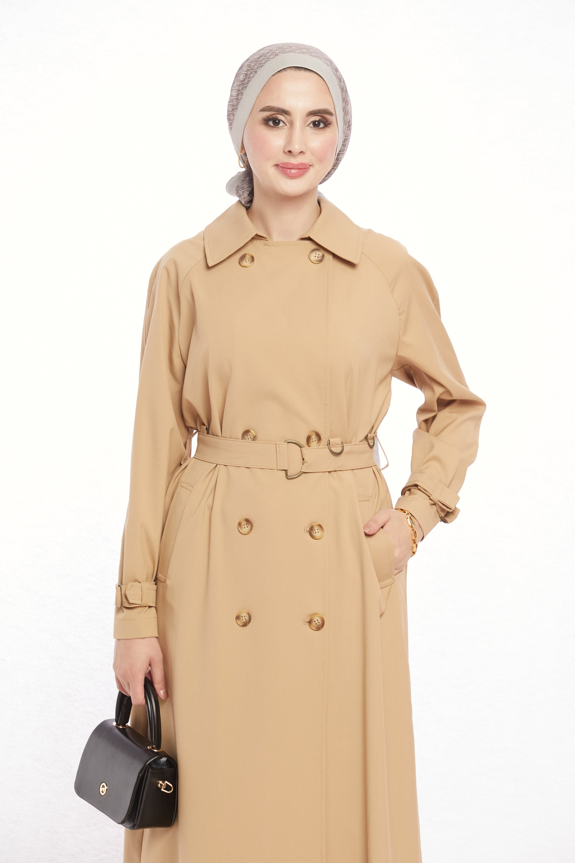 Polo Neck Belted Trench Coat