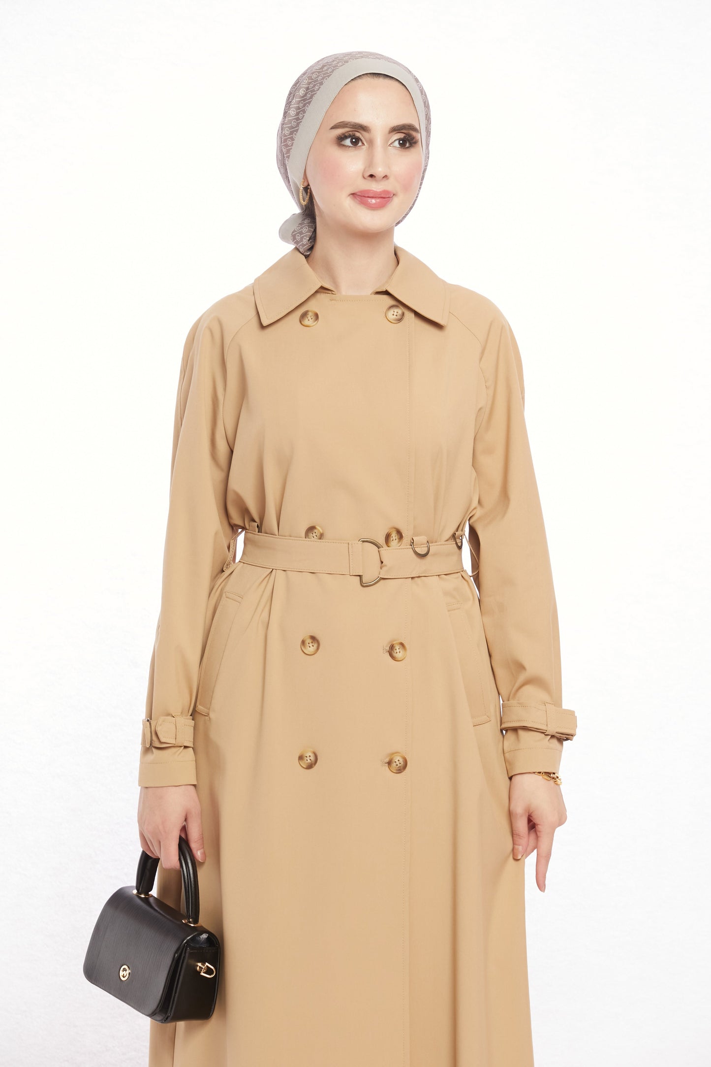 Polo Neck Belted Trench Coat
