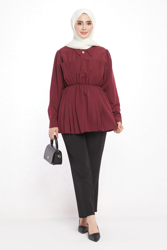 Polo Neck Summer Shirt with Gathered Collar