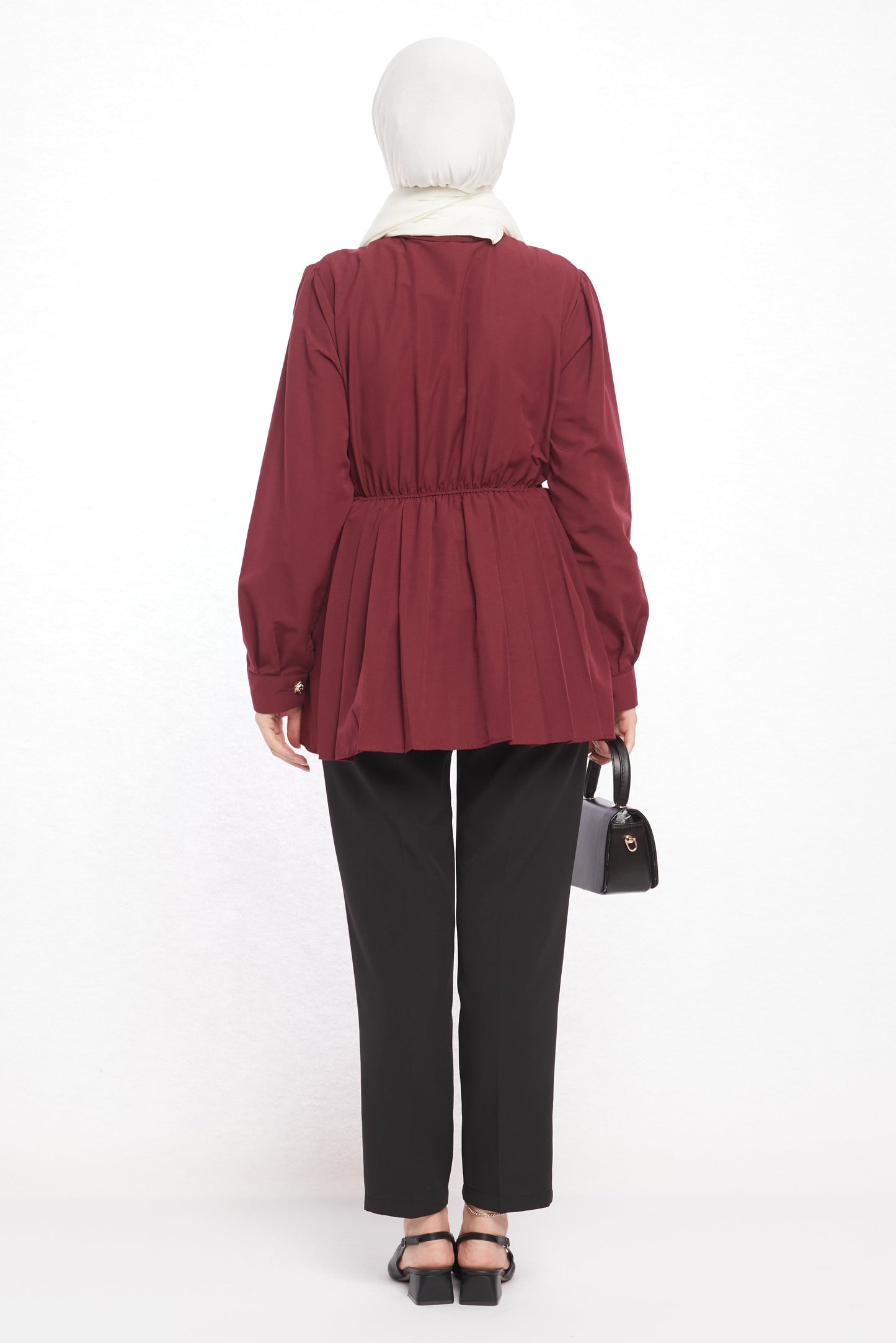 Polo Neck Summer Shirt with Gathered Collar