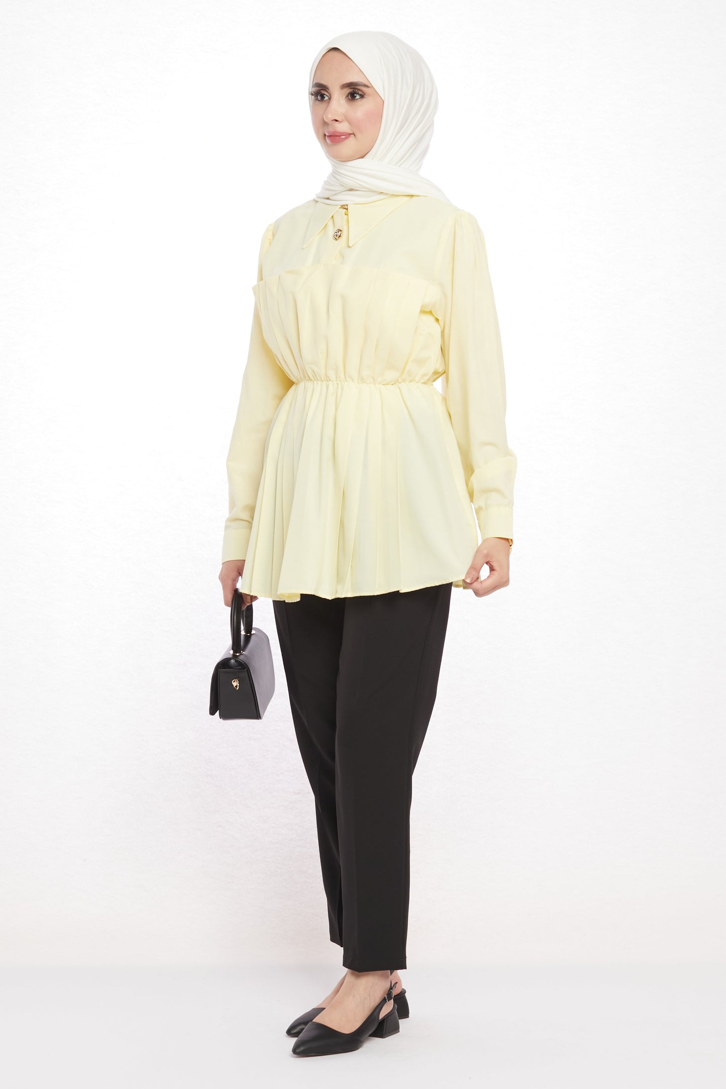 Polo Neck Summer Shirt with Gathered Collar
