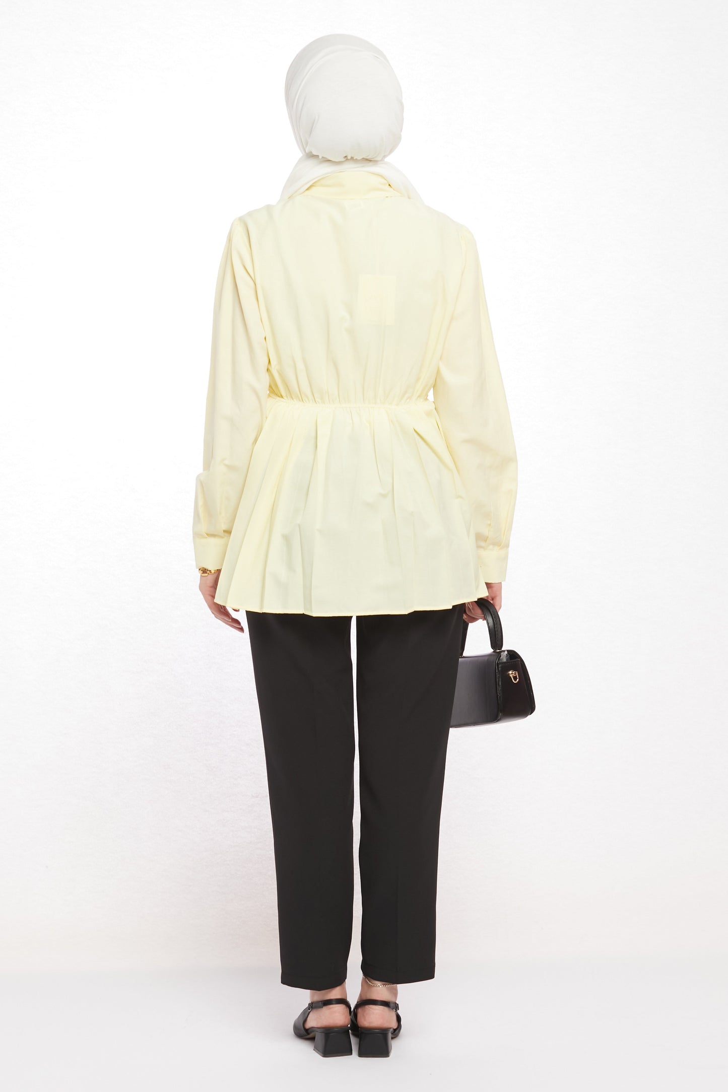 Polo Neck Summer Shirt with Gathered Collar
