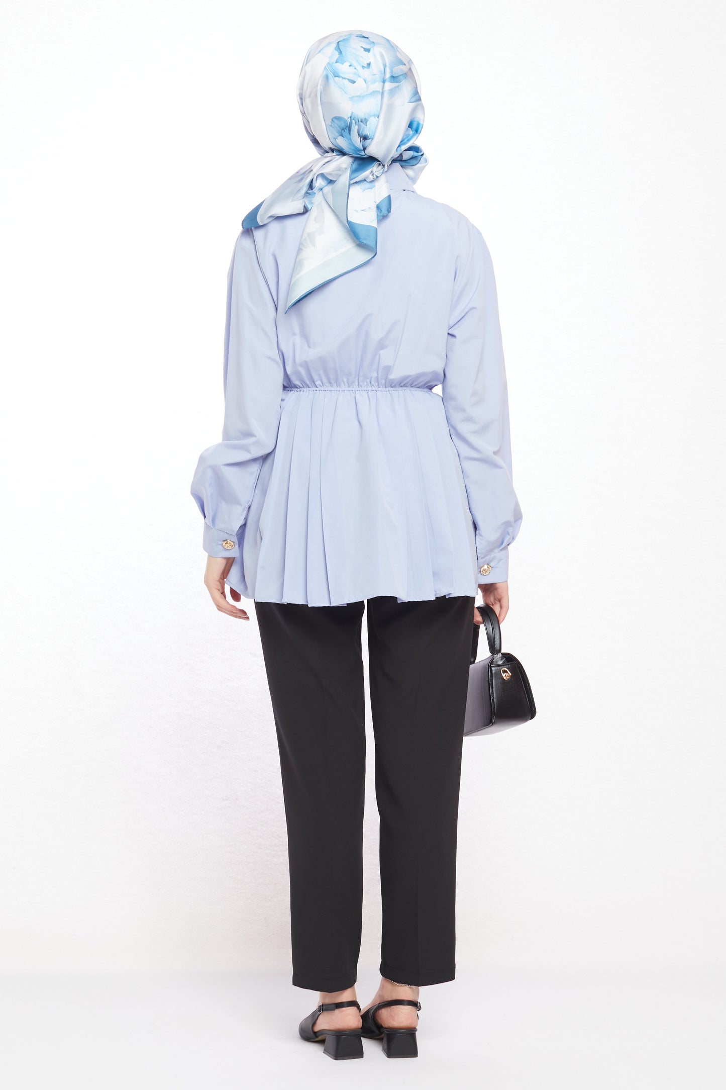 Polo Neck Summer Shirt with Gathered Collar