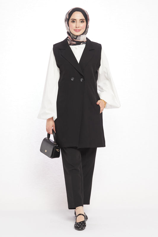 Single Button V Neck Womens Vest